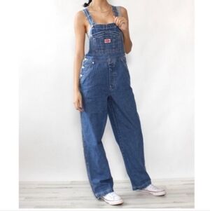 Vintage Revolt Bib Overalls Denim Blue 90s Garden Homestead Carpenter Size Large